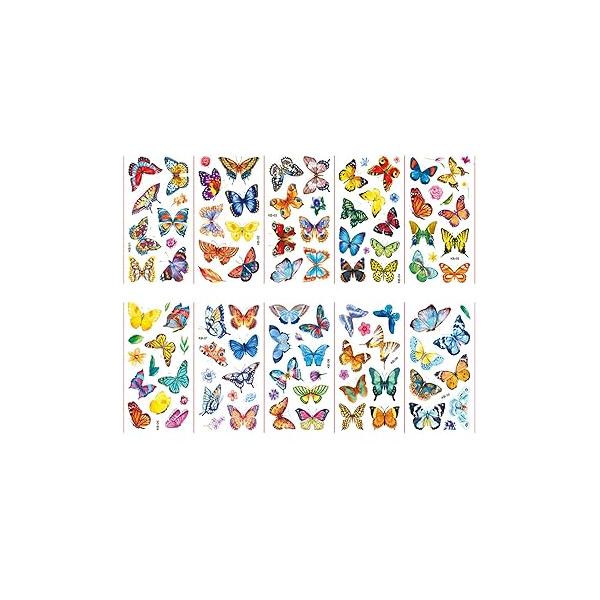 Butterflies and Flowers Temporary Stickers Tattoo, Butterfly Tattoos for Women, Waterproof Party Favors Decoration Colorful Body Art