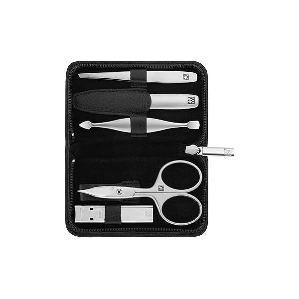 ZWILLING Beauty TWINOX 6-pc Manicure and Pedicure Set with Black Leather Case, Premium Nail Care