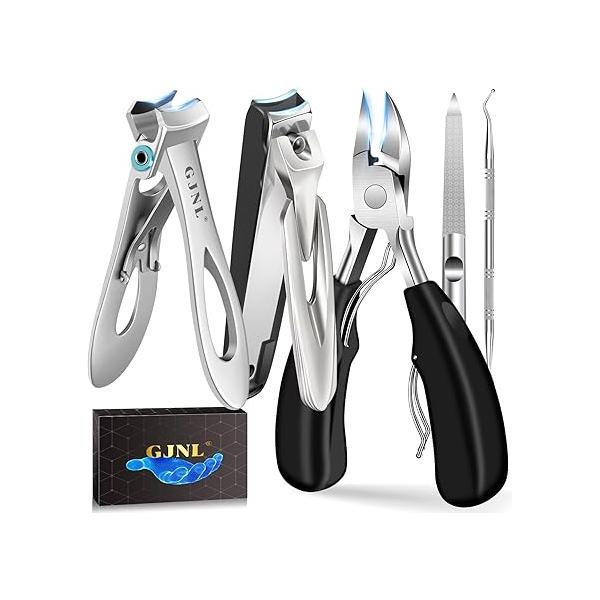 Toenail Clippers for Seniors Thick Nails - Angled Head Large Toe Nail Men, Heavy Duty Ingrown Toenails with Wide Jaw, Sharp Cutter Catcher Long Handle