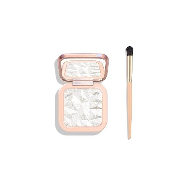 KYDA Face Highlighter Palette, High Glossy Illuminator Narutal Glow Finish, Pearl Shimmer Smooth Baked Powder, Lasting Sparkling Makeup-SUN GLOW