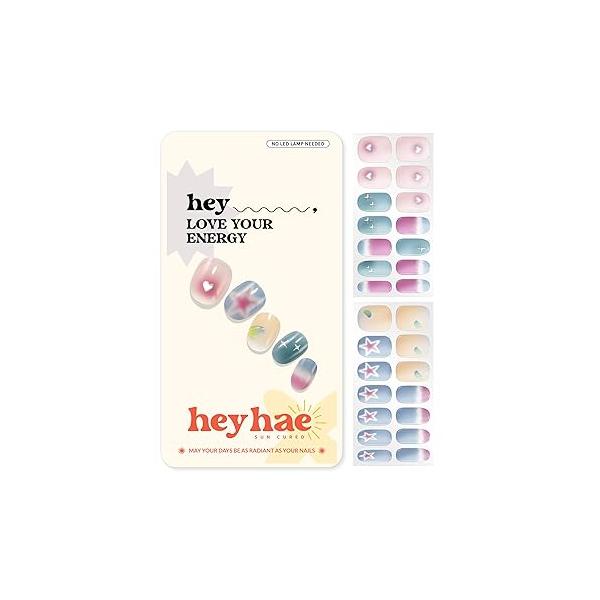 Semi Cured Gel Nail Strips | No LED Lamp Needed Glitter, Purple, Spring Easy Apply & Remove, Salon Quality |Includes 28 Strips, 1 Prep Pads, File Wooden stick - Hey, 7 A.M. Tomorrow?