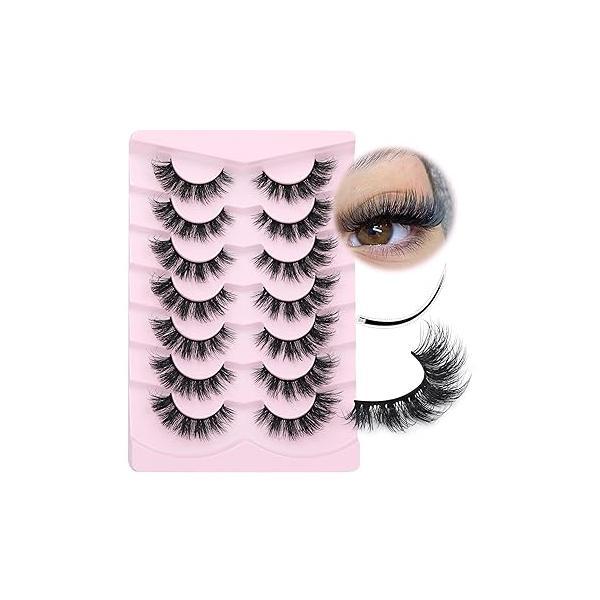 Natural False Eyelashes Wispy Lashes 17mm that Look Like Lash Extensions 7 Pairs Volume Eye Multipack by Focipeysa