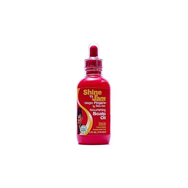 AmPro Shine-n-Jam Magic Fingers Nourishing Scalp Oil - Intensely Moisturizes and Soothes Dry or Sensitive Areas Formulated with Natural Oils Nutrients Promotes Healthy Hair 4 oz