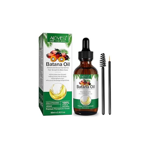 Batana Hair Growth Oil - 60ml Organic Formula for Strengthening, Thickening, Repairing Damaged Hair, Nourishing Scalp 100% Natural Women and Men