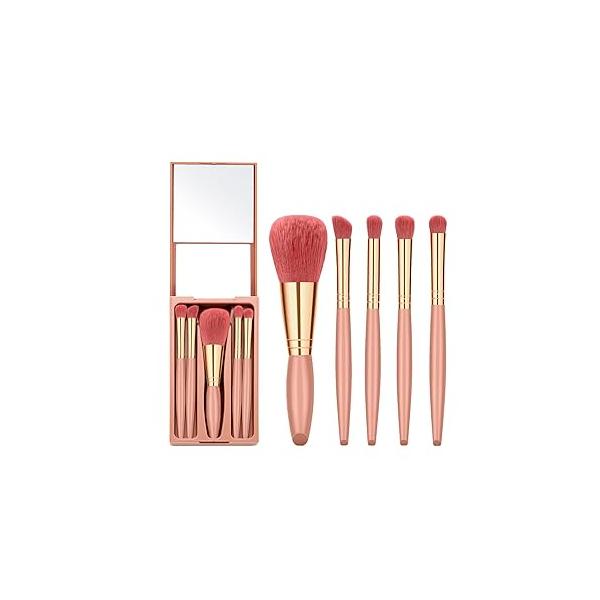 All in One Makeup Brush Set Mini Facial Cosmetic Multi-uses Blending Foundation, Eyeshadow, Eyebrow & Liner, Blush Lip Gloss Kabuki On-the-Go Applicator Tool (Bean Paste Brush)