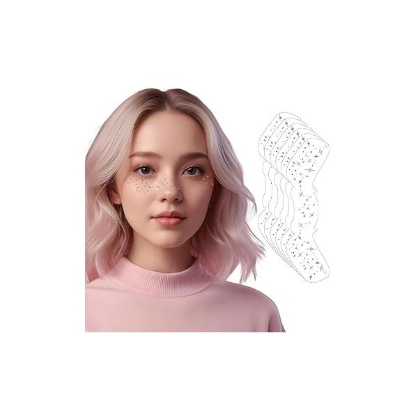 6 Sheets Brown Freckles Face Tattoo, Stars Makeup Patches - Speckles Set- Cute Accessories for Women