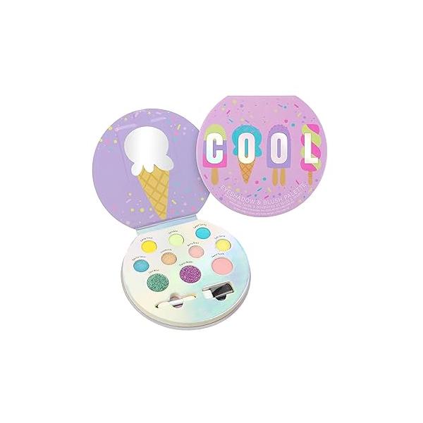 Cool Glisten & Glitter Makeup Palette 10 Color Eyeshadow Blush Novelty Beauty Set, Fold Out Compact with Mirror, Cute Gifts - Washable, Non-Toxic