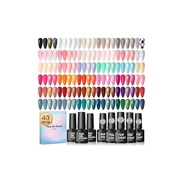 COSCELIA 52pcs Gel Nail Polish Kit with U V light 35 Summer Colors Set Cream Color Collection 5PC Top Base Coat Art Manicure for Beginners Everything Gifts Women
