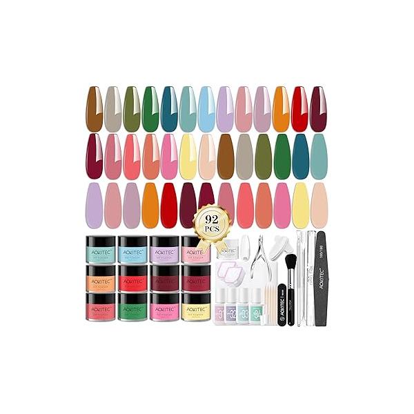 Aokitec 4 PCS Dip Powder Nail Repair Kit for Split Natural Nails, 28g Build & Glue, Quick Hardener Strengthener Damaged Weak Broken Nails