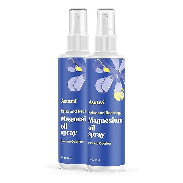 ASUTRA Magnesium Oil Spray, 4 fl oz - Topical Magnesium, Rapid Absorption, Pure, Odorless and Non-Greasy, Derived from Zechstein Seabed