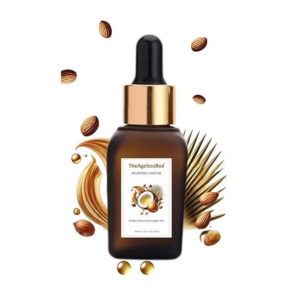 Ayurvedic Hair Oil - Growth & Anti-Aging Scalp Treatment Strengthens, Thickens Nourishes with Amla, Argan Onion Oils Reduces Fall Vegan Cruelty-Free 50ml