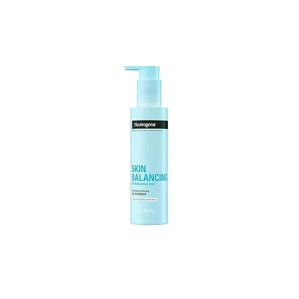 Neutrogena Skin Balancing Purifying Gel Cleanser with 2% Polyhydroxy Acid (PHA), Softening Face Wash for Normal & Combo Skin, Paraben-Free, Soap-Free, Sulfate-Free, 6.3 oz
