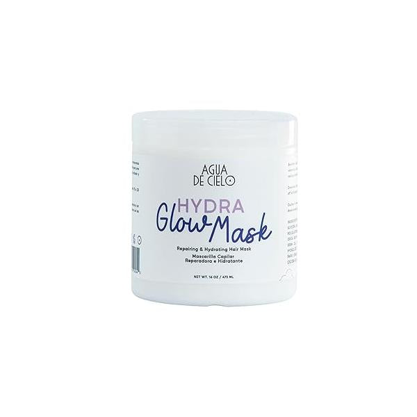 Agua de Cielo Hydra Glow Mask - Powerful Hair for Dry & Damaged Hair, Strengthens Hydrates, Reduce Frizz, Works on All Types, with Hydrolized Collagen Vitamin B5-16 Oz