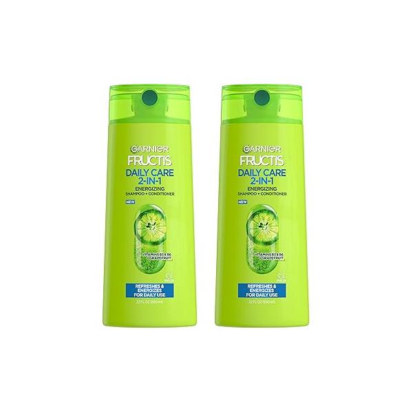 Garnier Fructis Fortifying 2-in-1 Shampoo and Conditioner for Stronger-Looking Hair with Touchable Softness, Daily Care Men Women, Vegan, Paraben-Free 22 Fl Oz, 2 Count