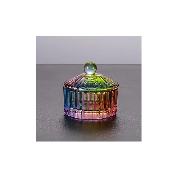 Noverlife Mini Colorized Glaze Nail Art Acrylic Liquid Powder Dappen Dish, Hexagon Shape Crystal Dish with Cap Lid, Glass for Manicure Care