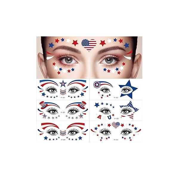20 Sheets Halloween Temporary Tattoo Stickers Face Stick for Women Men Prank Makeup Clown Horror Scary Big Mouth Fake Decals Adults Kids