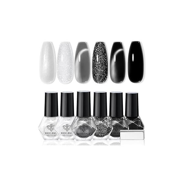 modelones Jelly Nail Polish of 6 Colors Sheer Nude Mini Set Natural Red Pink Brown Quick Dry Kit for DIY Easter Art Salon Home Gift Women Girl