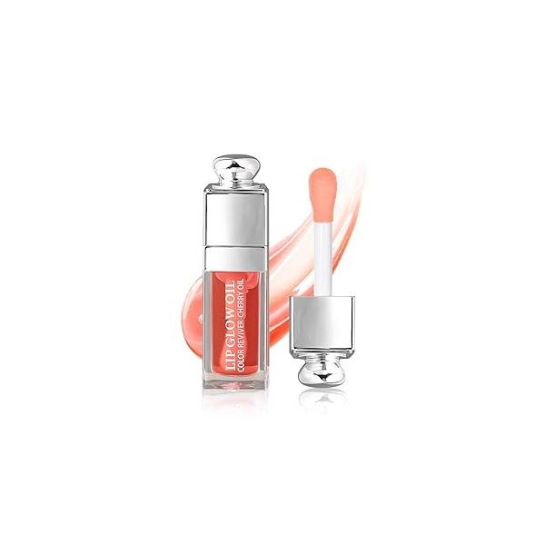 Hydrating Lip Glow Oil, Oil Gloss Transparent Toot Tinted Nourishing Long Lasting Repairing Lightening Lines (CHERRY) 0.2 OZ