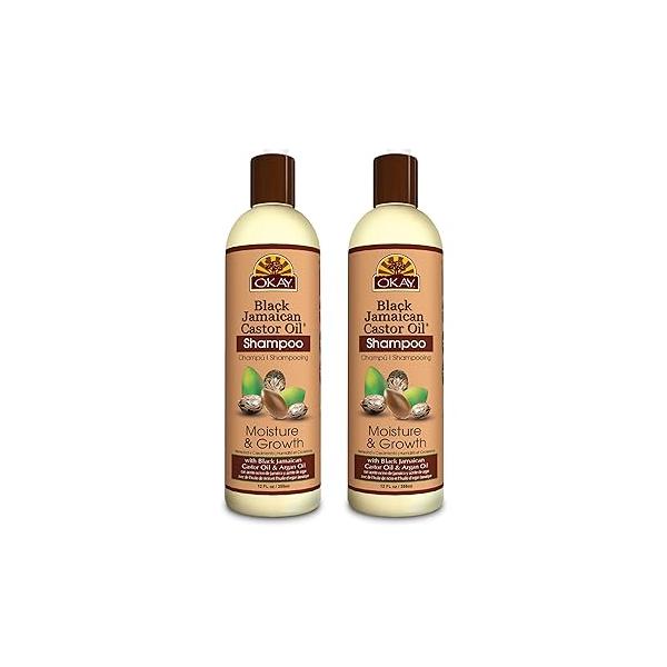 OKAY Black Jamaican Castor Oil Shampoo - for Hair Growth, Natural Moisturizing to Strengthen & Restore Damaged Women and Men 12 Fl Oz (Pack of 2)