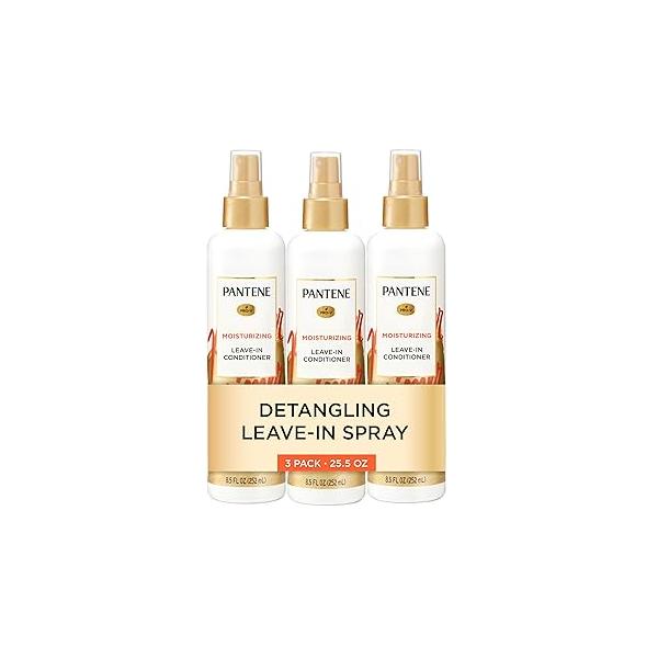 Pantene Conditioning Detangler Spray, Pro-V Repair & Protect, Nutrient Boost for Damaged Hair, Antioxidant Enriched, Leave-In Conditioner, Smooth Shine, Sulfate-Free, 8.5 Fl Oz, 3 Pack