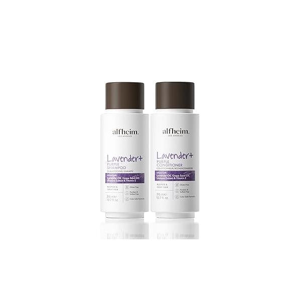 Lavender+ Purple Shampoo & Conditioner Set | Tone-Correcting for Blonde, Silver Gray Hair Neutralizes Brass Yellow Tones Moisturizes, Protects Color Adds Shine 10.7 oz Each