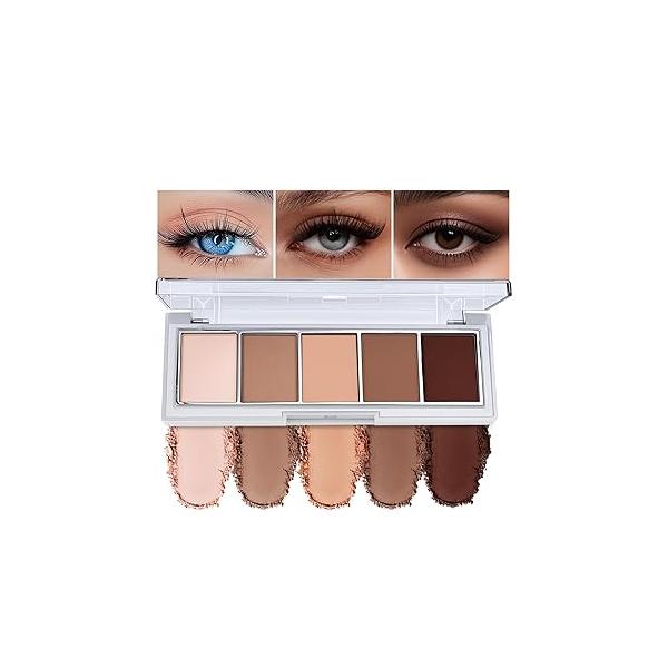 5 Colors Mini Neutral Naked Eyeshadow Palette for Brown Eyes,Nude & Taupe Natural Eye Shadow Makeup,Velvety Matte Finish,Travel Size,Highly Pigmented Long Lasting Waterproof.(06#)
