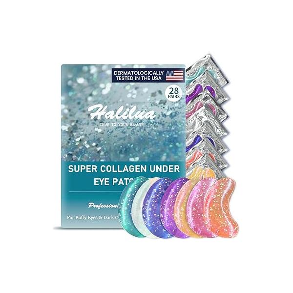28 Pairs Under Eye Patches,Natural Collagen Mask,Under Patches for Wrinkles Puffy Eyes, Dark Circles, Bags,Puffiness Treatment Skin Care Products Both Men&Women