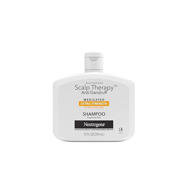 Neutrogena Scalp Therapy Anti-Dandruff Shampoo Extra Strength, with 3% salicylic acid, Fragrance Free, 12 fl oz