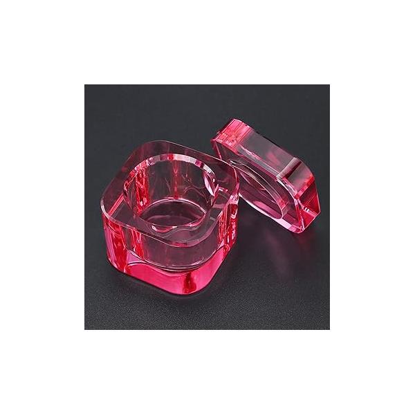 Udefineit Nails Tips Art Dappen Dish with Lid, Heavy Duty Crystal Glass Liquid Powder Monomer Cup, Dazzling Colorized Glaze Nail Brush Washing Container for Professional & Home Use