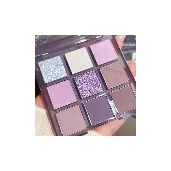 9 Colors Eyeshadow Palette - Dark Punk Smoky Theme, High Pigmented Blendable Matte & Glitter Shimmer Finishes, Long Lasting Eye Makeup for Christmas Music Festivals(Dark Smoky)