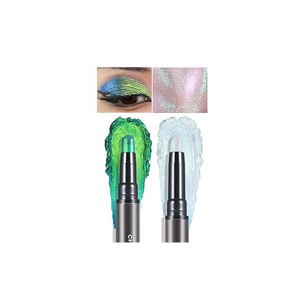 CHARMACY Multichrome 2 in 1 Cream Eyeshadow Stick, Waterproof Eye Brightener Highlighter Stick Makeup, High Pigmented, Smudge-Proof, Vegan & Cruelty-Free (#904)