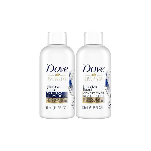 Dove Travel Essentials Shampoo and Conditioner Set - Nutritive Solutions Intensive Repair for Damaged Hair, 3 Oz Ea