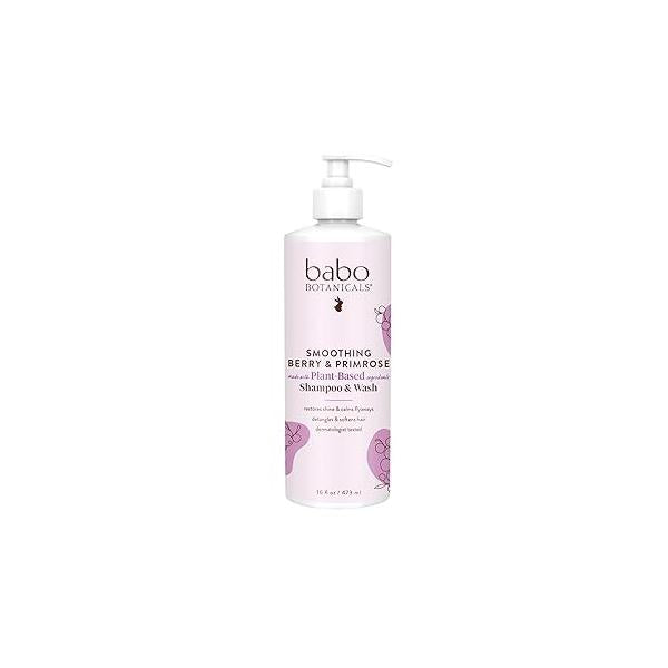 Babo Botanicals Smoothing Berry 2-in-1 Shampoo & Wash - Detangling Nourishing Eliminates Frizz Prevents Static Evening Primrose Oil For all ages Light Fragrance- Vegan