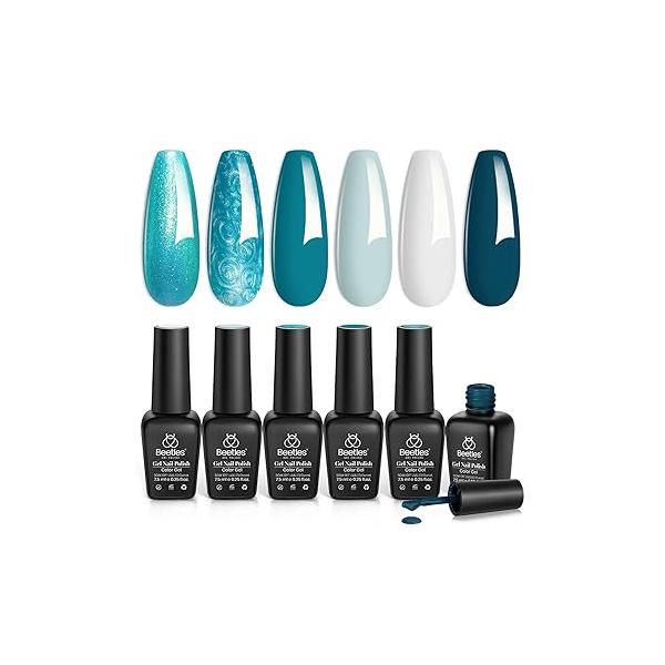 Beetles Jelly Gel Nail Polish, 6 Colors Milky White Sheer Pink Nude Brown Translucent Polish Art Manicure Salon DIY Uv Lamp Cured Design Decoration Home -Colorful Bottle