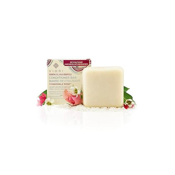 Viori Chamomile Rose Essential Oil Conditioner Bar Made with Rice Water - Handcrafted All Natural Organic