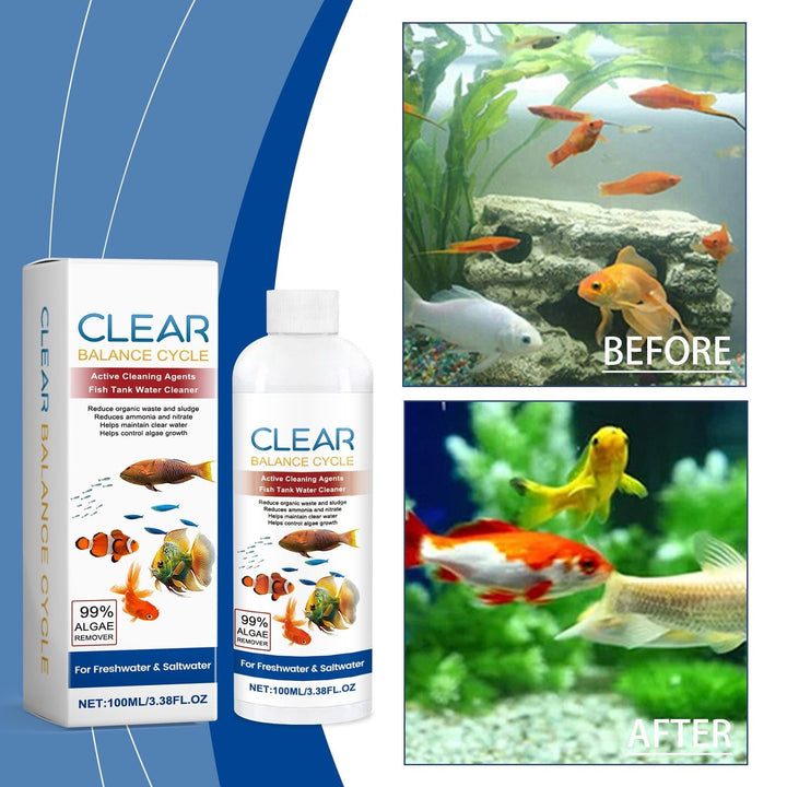 Cadorn CLEAR BALANCE CYCLE Fish Tank Water Cleaner - 120ml - Reduces Waste, Sludge & Algae for Freshwater/Saltwater Tanks & Spas