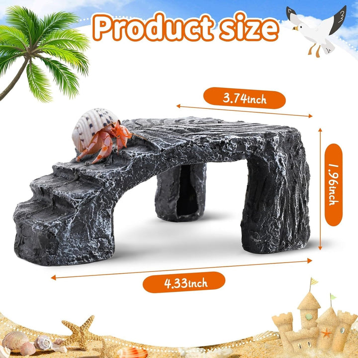 Hermit Crab Climbing Toys,Resin Hermit Crab Hideout,Hermit Crabs Tank Accessories Decor,Climbing Hideout Toy for Hermit Crabs Lizard Chameleon Hamster (Grey, 4.33 x3.74 x1.96in)