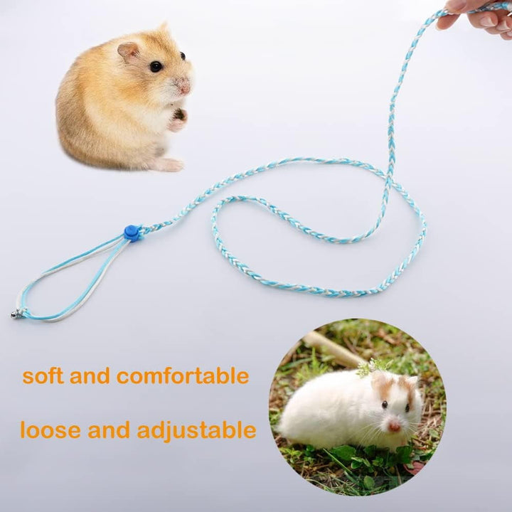 3Pcs Adjustable Hamster Leash Harness with bell for Lead Walking Pet Hamster Gerbil Rat Mouse Harness
