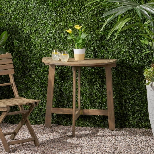 Outdoor Half-Round Folding Acacia Wood Bistro Tabl