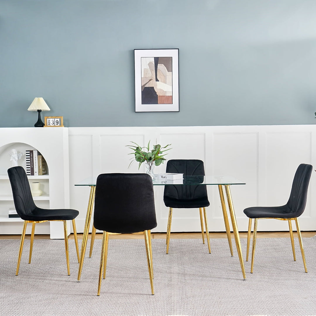 Modern Simple Light Luxury Dining Chair Home Bedroom Stool Back Dressing Chair Student Desk Chair Gold Metal Legs(set Of 4)