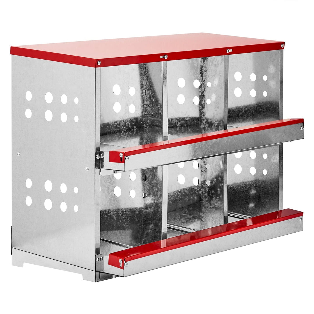6-Compartment Hen Nesting Box, Roll-Out Design with Basket, Chicken Coop Laying Box