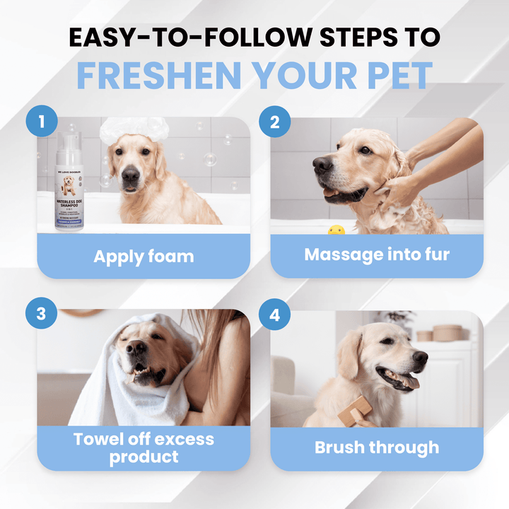 Waterless Dog Shampoo - Cleans & Moisturizes Coat, No Rinse Dog Shampoo, Safe Foam Formula & Pet-Friendly Dog Deodorizing Spray, 7.1 oz [We Love Doodles] (Lavender)