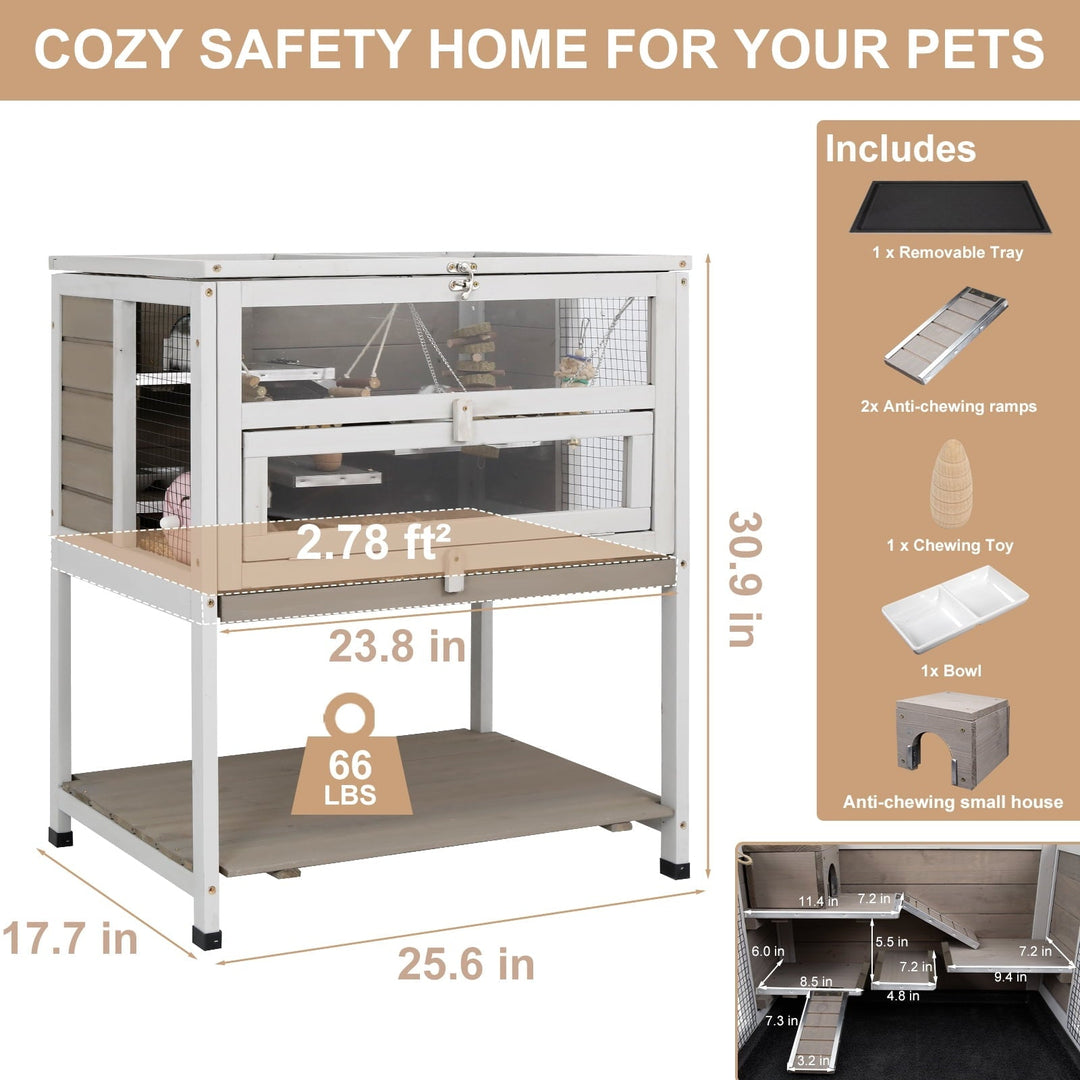 PETSCOSSET 3-Tier Wooden Hamster Cage with Storage Shelf Indoor Outdoor Large Guinea Pig Cage House and Habitat
