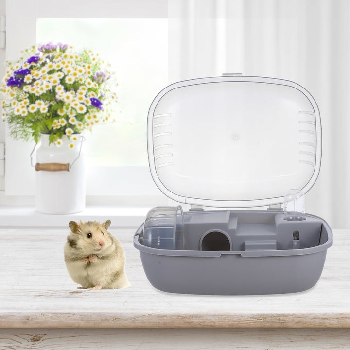 Masteelf Portable Hamster Carrier Cage in Grey Made of ABS for Indoor Home Use and Small Pets Storage