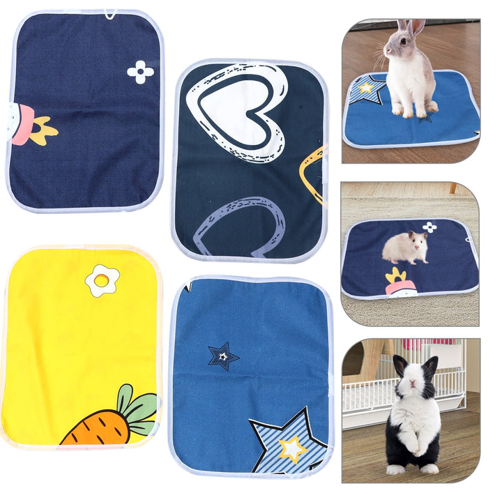 Eease 4pcs Guinea Pig Cage Liners Washable Guinea Pig Pee Pads Small Animals Rabbit Pee Pads Mixed Style