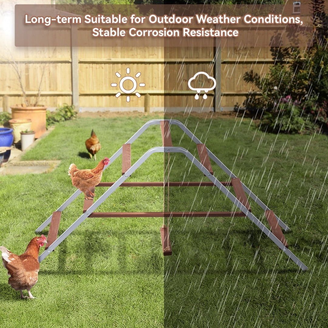 PETSFIT Chicken Roosting Bar,Solid Wood and Rustproof Iron Design, Chicken Perch with Swing for Healthy Poultry-Ideal for Backyard Coops, Farms, Easy to Assemble and Clean