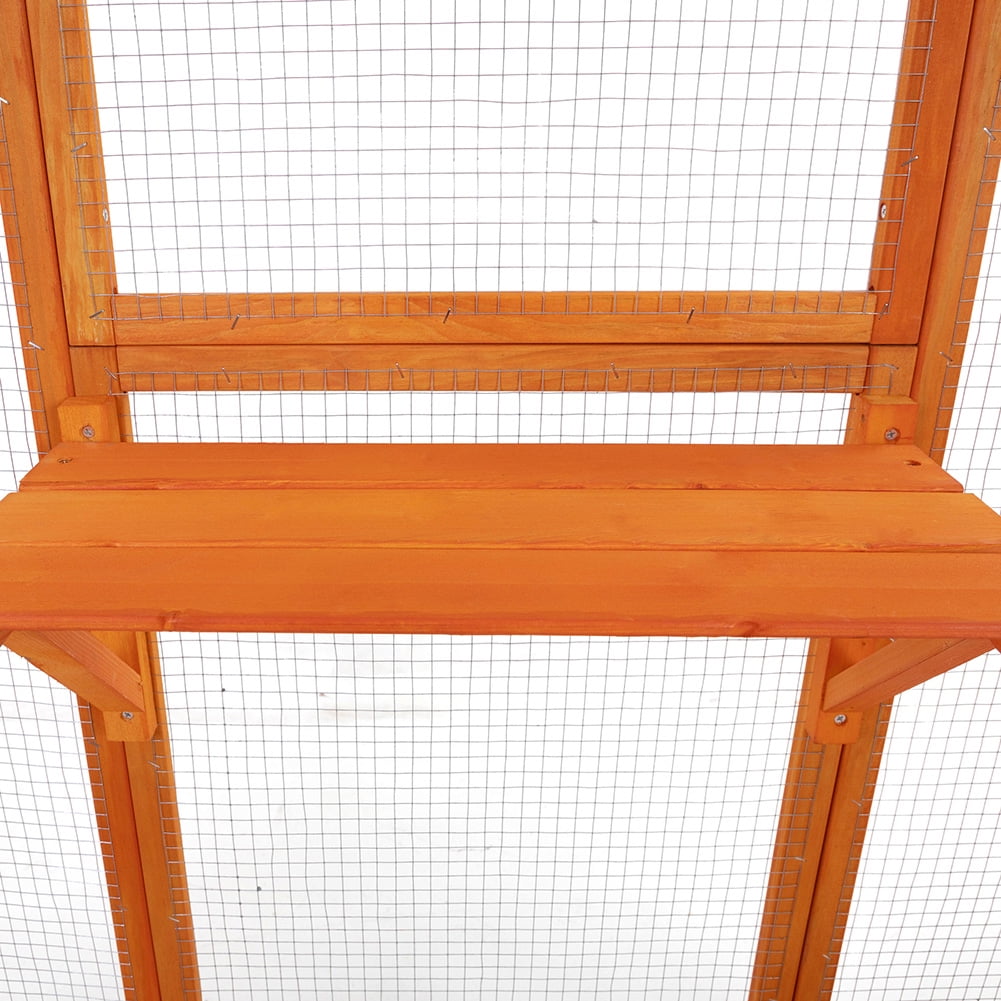 Resenkos Cat House, Catio Cat Shelter, Cat Cage,Large Cat Enclosure with 5 Perches, 2 Condos and 1 Lockable Door, Orange