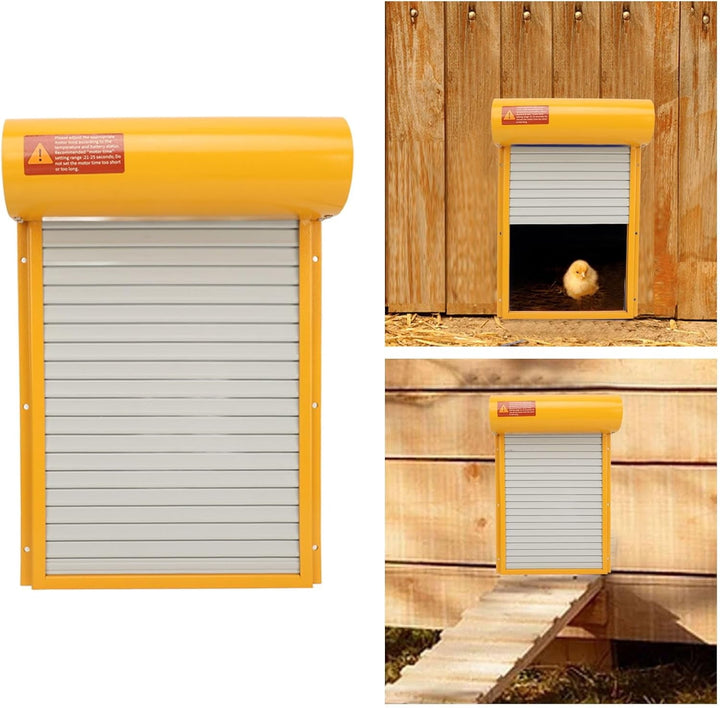 Automatic Chicken Coop Door Solar for Duck Goose Farm, Roller Shutter  Metal Chicken, Duck, Goose Coops Cages (Yellow)