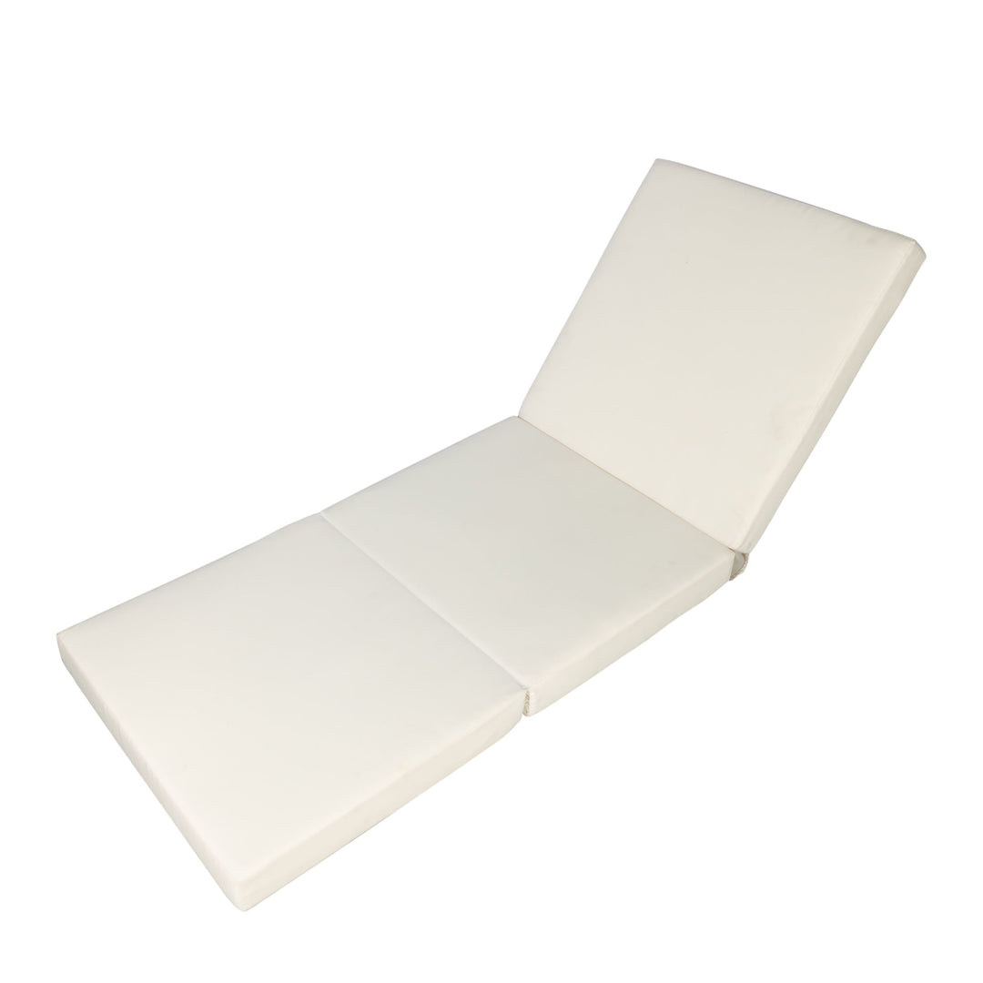 Christopher Knight Home Outdoor Wood Chaise Lounge with Adjustable Backrest, Tri-folding Cushion, Cream