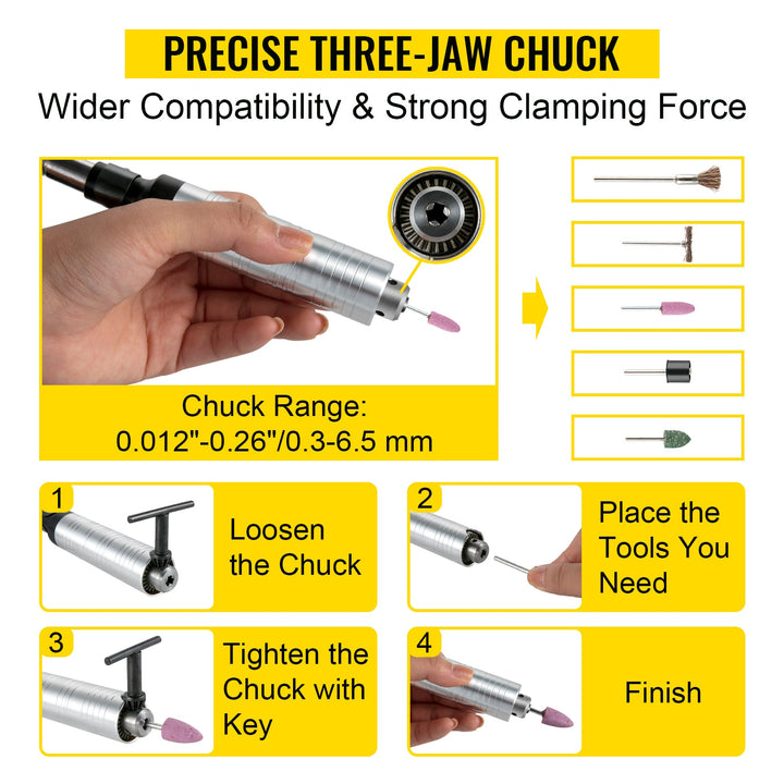 VEVOR Flex Shaft Grinder 380W Rotary Tool 500-23000RPM Rotary Carver with 1/4\" 3-Jaw Chuck for Jewelry Polishing Grinding DIY